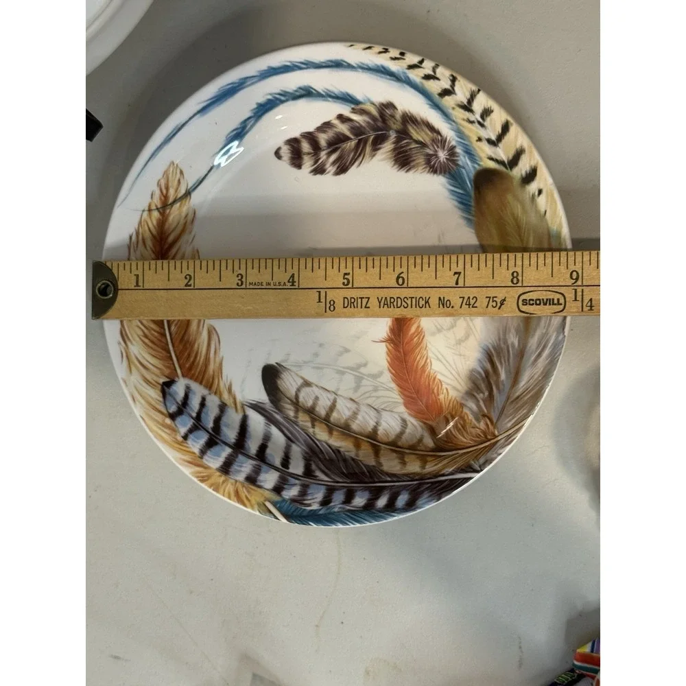 Pier 1 Multicolor Feather Salad Plates 9